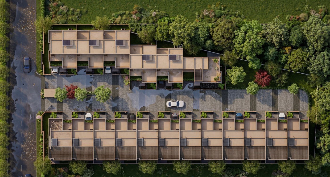 18 Aangan master site layout — aerial view